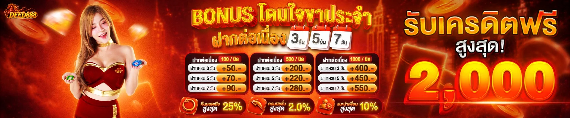 DEED888 เว็บตรง โปรโมชั่นสมาชิกใหม่ ฝากถอนออโต้
